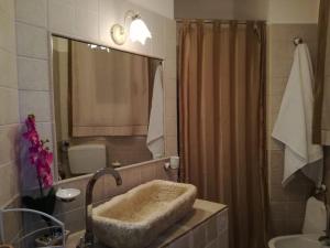 a bathroom with a sink and a shower at La dimora del giurista in Rossano