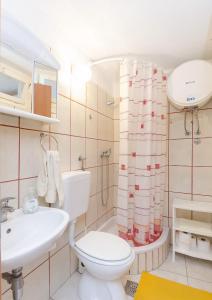 ein Bad mit einem WC und einem Waschbecken in der Unterkunft Apartments Rosa in Kaprije