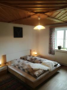 a bedroom with a large bed in a room at Apartment Vorderstoder in Rossleithen