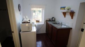 a small kitchen with a sink and a microwave at Dempster Cottage in Irishtown