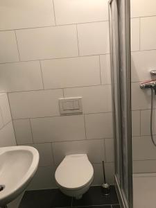 y baño con aseo y lavamanos. en Zimmer 1, en Erfurt