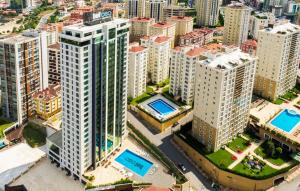 an aerial view of a city with tall buildings at Bof Hotels Ceo Suites Atasehir in Istanbul