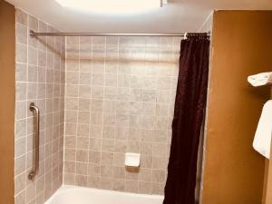 uma casa de banho com um chuveiro e uma banheira em Americas Best Value Inn Laredo em Laredo