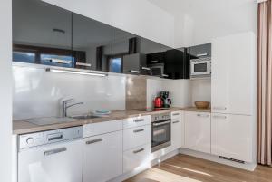 Kuchyň nebo kuchyňský kout v ubytování Apart Hotel Garni Wieser