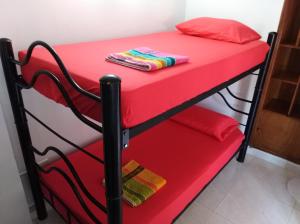聖瑪爾塔的住宿－Apartamento Ana，红色双层床,红色的上铺