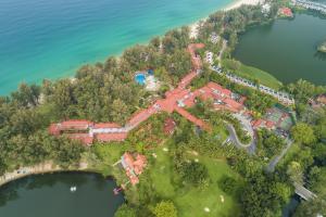 an aerial view of a house on an island in the water at Dusit Thani Laguna Phuket in Bang Tao Beach