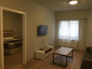 Televízia a/alebo spoločenská miestnosť v ubytovaní Hotel Celanova