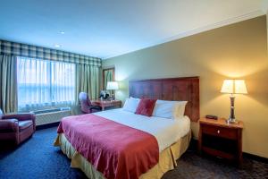 a hotel room with a bed and a chair at Anchorage Inn and Suites in Portsmouth