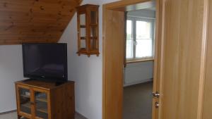 Televízia a/alebo spoločenská miestnosť v ubytovaní Apartmány Gráf