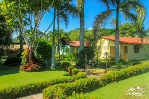 een huis met palmbomen en een tuin bij Los Bohios Campo Añil in Jarabacoa