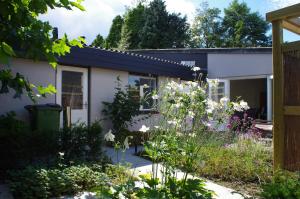 卡茨赫弗爾的住宿－Halte 7，白色的房子,花园内种有白色花卉