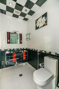 een badkamer met een wit toilet en een wastafel bij Winter Garden Apartment in Baku