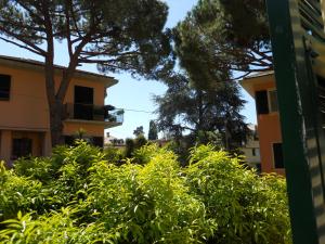 a view of a building with trees and bushes at Locanda Villa Moderna in Genoa