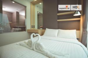 Ένα ή περισσότερα κρεβάτια σε δωμάτιο στο HOC4 @Play Condo MAYA Nimmand Road Cozy & Relax +33 φωτογραφίες