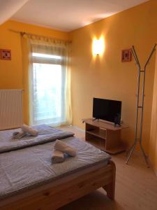 Posteľ alebo postele v izbe v ubytovaní Kristály Apartmanház