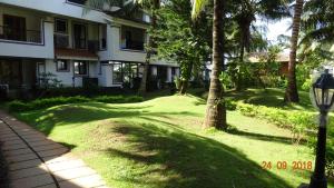 a house with a palm tree in the yard at Riviera Hermitage in Anjuna