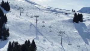 レ・クロゼにあるLES RHODOS 1の雪に覆われたスキー場(スキーリフト付)
