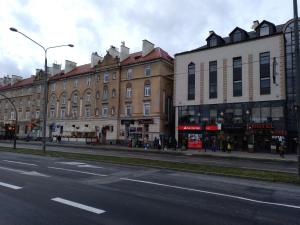 a city street with buildings on the side of the road at Apartament Poniatowskiego in Radom