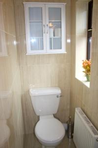 a bathroom with a white toilet and a cabinet at Ard na Carraige, Ventry Holiday Home in Dingle +22 photos