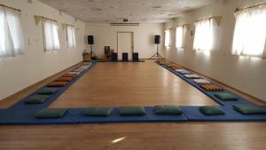 una sala de yoga con esterillas en el suelo en Kibbutz Inbar Country Lodging, en Kibbutz Inbar