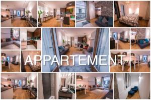 uma colagem de fotos de uma sala de estar e um apartamento em Le Balcon de la Vieille Ville Annecy em Annecy