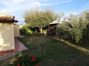 a garden with trees and a building and a yard at Villetta 3 km dal mare in Castagneto Carducci