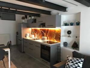 Kuchyň nebo kuchyňský kout v ubytování Grey apartment Zagreb