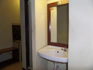 a bathroom with a sink and a mirror at Villa Anna in Bromo