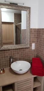 a bathroom with a white sink and a mirror at VILLA.H GARDEN in Cramant +12 photos
