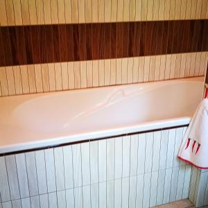 ein Bad mit einer Badewanne in einem Zimmer in der Unterkunft La canopée in Mimizan