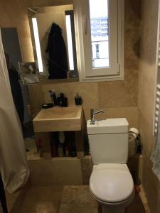 パリにあるSharing flatのバスルーム(白いトイレ、シンク付)