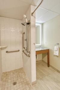 a bathroom with a sink, toilet, and shower stall at Sebastian Hotel, a member of Radisson Individuals in Saint Augustine
