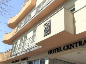 a building with a hotel center sign on it at Hotel Central Slavonski Brod in Slavonski Brod