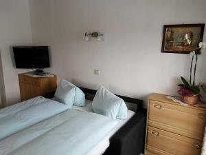 ein Hotelzimmer mit 2 Betten und einem TV in der Unterkunft Apartment Eberharter in Zell am Ziller