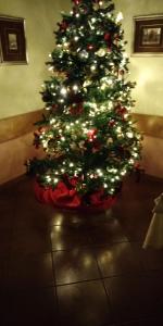 a christmas tree with lights on a floor at Hotel Serenella in Canale San Bovo