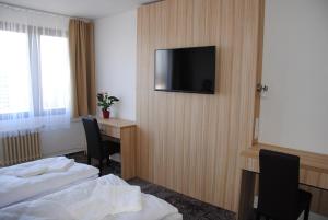 Televízia a/alebo spoločenská miestnosť v ubytovaní Hotel Labe