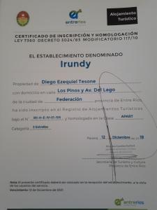 kawałek papieru z linią w obiekcie Irundy Apartments w mieście Federación