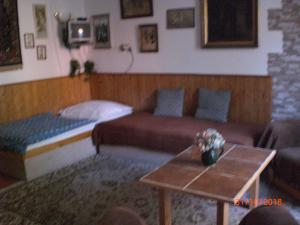 sala de estar con sofá y mesa en pension Zuzana, en Praga