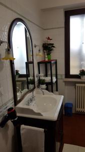 a bathroom with a sink and a large mirror at Happy House in Coppito