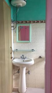 a bathroom with a sink and a mirror at Vamoose Cosynook Homestay in Takdāh