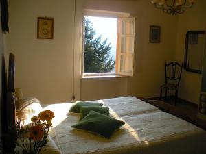 a bedroom with a bed with a window at Cascina tra i vigneti a Nizza Monferrato in Nizza Monferrato