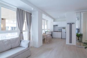 ボローニャにあるMarconi Apartmentsのリビングルーム(ソファ付)、キッチン