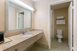 オーシャンサイドにあるQuality Inn & Suites Oceanside Near Camp Pendletonの洗面台とトイレ付きのバスルーム