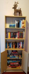 een boekenplank gevuld met veel boeken bij Haus Gabriele in Bad Mitterndorf