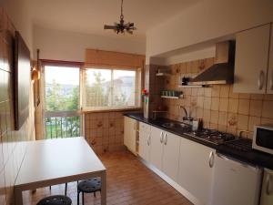a kitchen with a sink and a stove top oven at Clarinha House in Fátima +17 photos