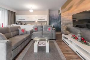 a living room with a couch and a table at Apartamenty Oaza Superior Zakopane in Zakopane