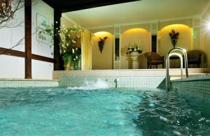 林道的住宿－Hotel Am Rehberg garni，一座房子里的大型游泳池