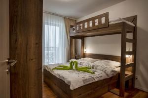 a bedroom with a bunk bed with a ladder at Magic Tatry, Primo Starý Smokovec in Starý Smokovec