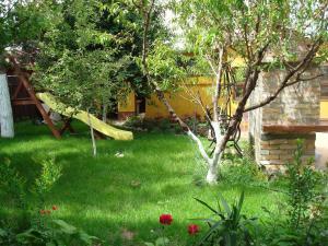 エフォリエ・ノルドにあるPensiunea Casa Soareluiの芝生の中の黄色いすべり付きの庭