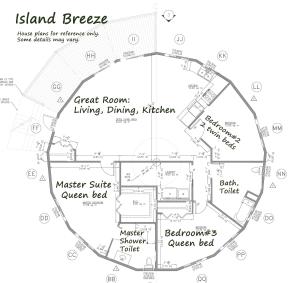 a floor plan of a circular building at Island Breeze - Round House with BBQ - Wooden Hot Tub - Beach in Onna
